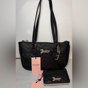 Juicy Couture Pep In Her Step Black shoulder bag and wallet NEW